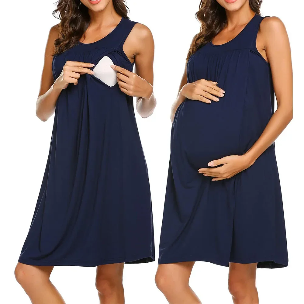 Chemise de nuit d'allaitement pour femmes, chemise de nuit d'allaitement pour hôpital, vêtements de nuit, vêtements de détente, nouveau, 2024 – Image 8
